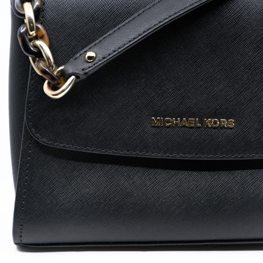 MICHAEL KORS Portia East West Small Saffiano Leather Satchel in Black - Picture 9 of 12